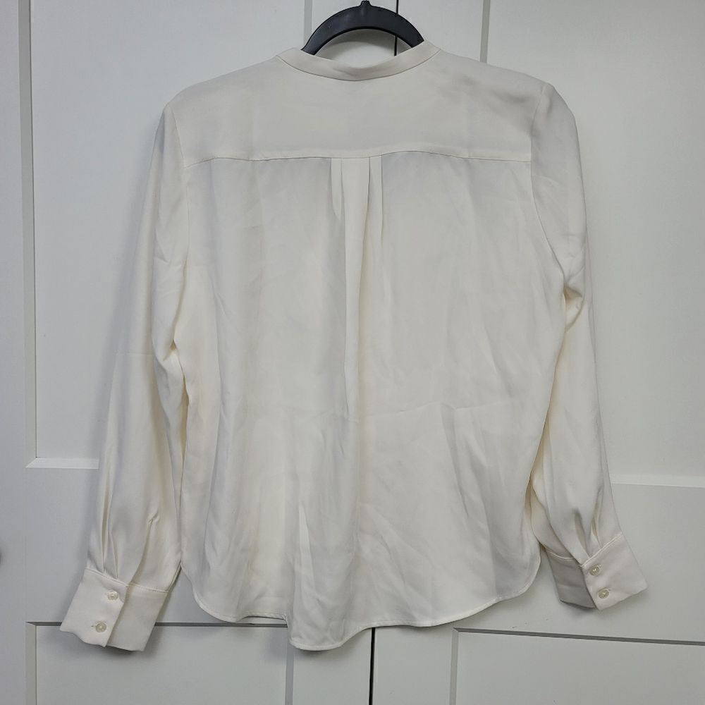 Ann Taylor frill button-down long sleeve blouse, MP - Picture 3 of 8